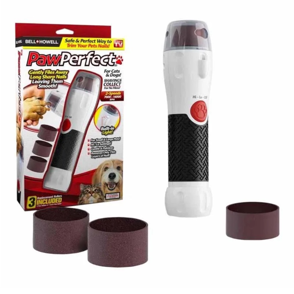 Bell and Howell PawPerfect Pet Nail Groomer w/Charger Cord & Replacement Rollers